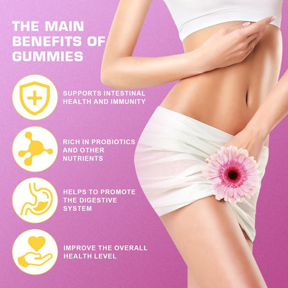 Brurtzexs Her Juicy Feminine Probiotika Gummis für Frauen mit Ulme – Ananasgeschmack, pH-Balance & Immununterstützung – Vegane Nahrungsergänzung, 60 Stück