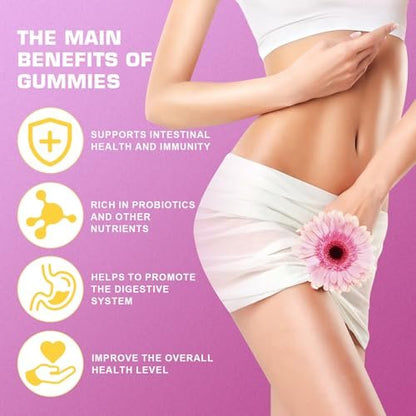 Brurtzexs Her Juicy Feminine Probiotika Gummis für Frauen mit Ulme – Ananasgeschmack, pH-Balance & Immununterstützung – Vegane Nahrungsergänzung, 60 Stück