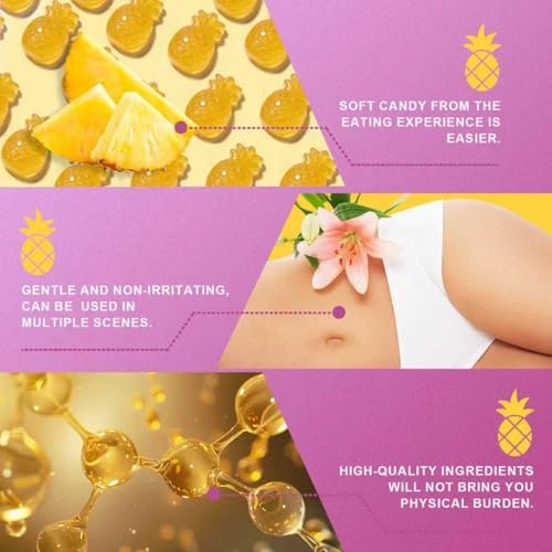 Brurtzexs Her Juicy Feminine Probiotika Gummis für Frauen mit Ulme – Ananasgeschmack, pH-Balance & Immununterstützung – Vegane Nahrungsergänzung, 60 Stück