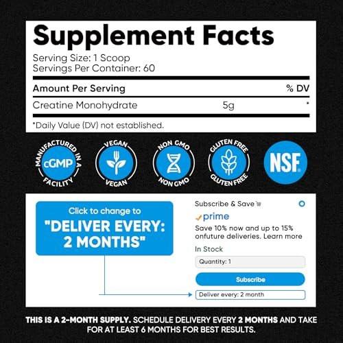 Venture Pal 100% Reines Mikronisiertes Kreatin-Monohydrat Pulver, Ungeschmackvoll, Kreatin für Frauen & Männer, Vegan, Keto, Glutenfrei, 5 g (5000 mg) pro Portion