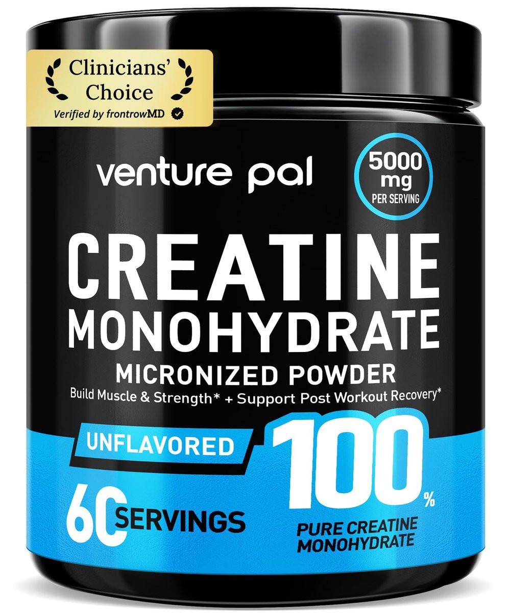Venture Pal 100% Reines Mikronisiertes Kreatin-Monohydrat Pulver, Ungeschmackvoll, Kreatin für Frauen & Männer, Vegan, Keto, Glutenfrei, 5 g (5000 mg) pro Portion