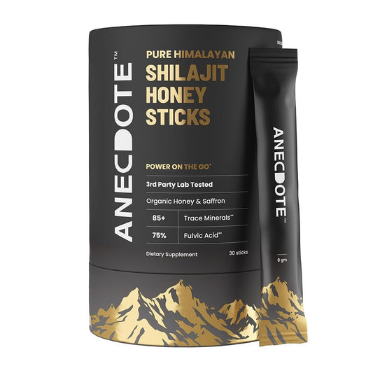 ANECDOTE Himalaya Shilajit Honig-Sticks mit Bio-Honig & Safran | Steigert die Ausdauer | Unterstützt das Immunsystem | 75 % Fulvinsäure, 85+ Spurenelemente | Ohne Zuckerzusatz | 30 Sticks