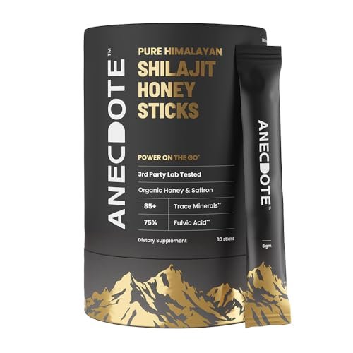 ANECDOTE Himalaya Shilajit Honig-Sticks mit Bio-Honig & Safran | Steigert die Ausdauer | Unterstützt das Immunsystem | 75 % Fulvinsäure, 85+ Spurenelemente | Ohne Zuckerzusatz | 30 Sticks