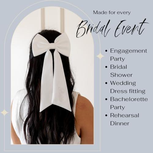 Luxus Braut Haarschleife, Braut Accessoires, Junggesellinnen Geschenke für Braut, Hochzeitshaarclip, Verlobungsgeschenke für Frauen, Brautdusche Geschenk, Weiße Schleife, Klassische Brautparty Dekoration