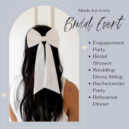 Luxus Braut Haarschleife, Braut Accessoires, Junggesellinnen Geschenke für Braut, Hochzeitshaarclip, Verlobungsgeschenke für Frauen, Brautdusche Geschenk, Weiße Schleife, Klassische Brautparty Dekoration