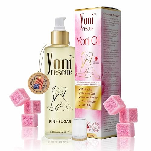 Yoni Rescue Yoni Oil 6,76 oz – Natürliches Vaginalöl für pH-Gleichgewicht, Feuchtigkeit & Komfort mit Aprikose, Jojoba, Kamille & Vitamin E (Pink Sugar)