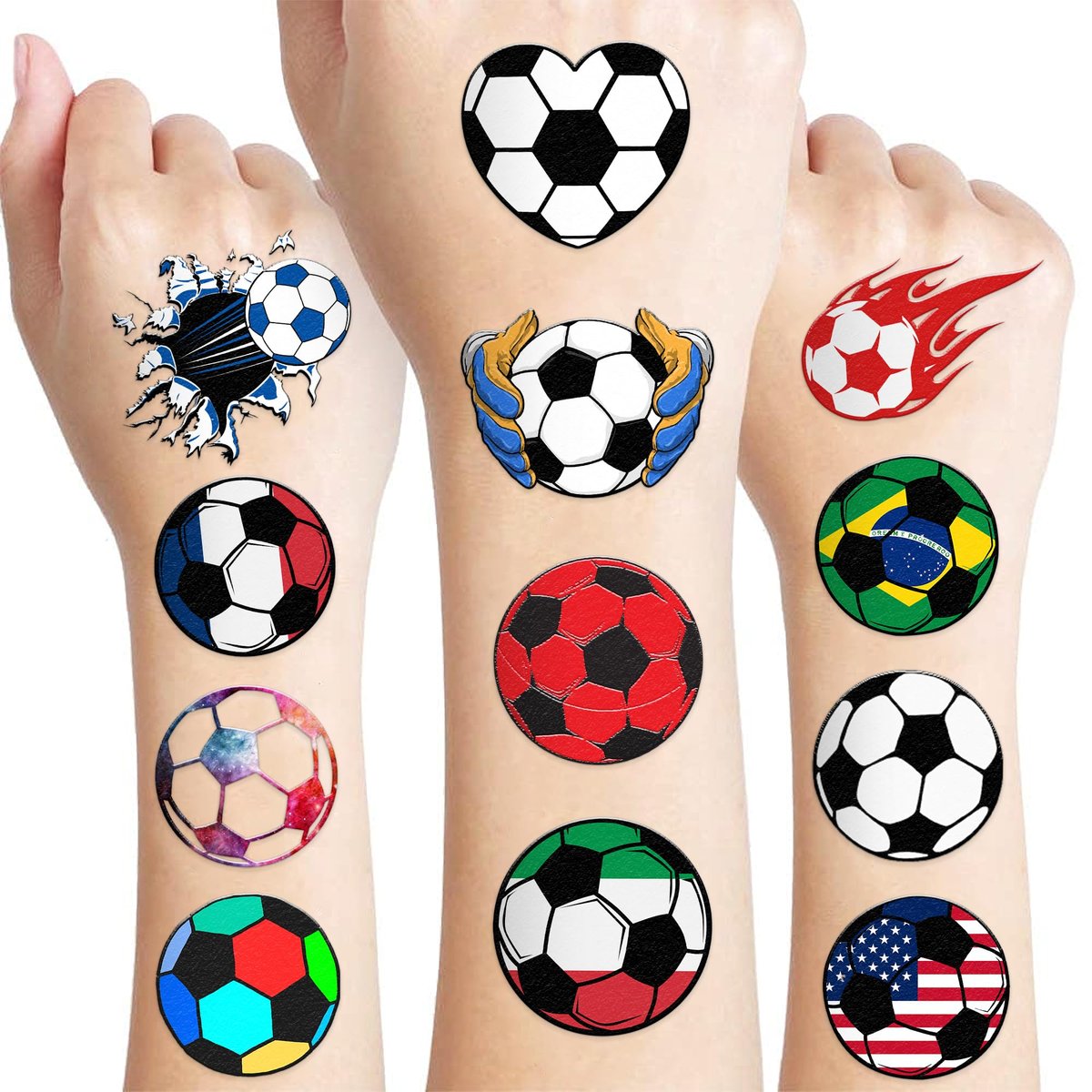60 Stück Fußball-Temporäre Tattoos für Kinder – Vorgeschnittene Aufkleber für Sport-Geburtstagspartys und Goodie Bags