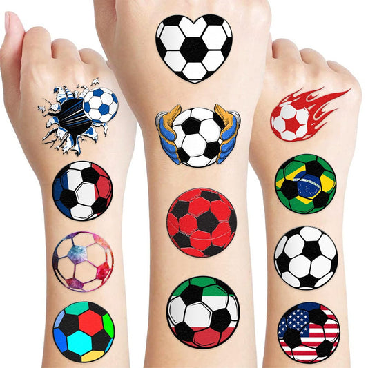 60 Stück Fußball-Temporäre Tattoos für Kinder – Vorgeschnittene Aufkleber für Sport-Geburtstagspartys und Goodie Bags