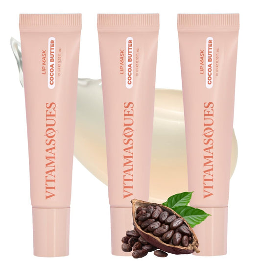 Vitamasques Lippenmaske - Hydratisierender Kakaobutter-Lippenbalsam mit Vitaminen & natürlichen Ölen - Feuchtigkeitsspendende, nährende & aufpolsternde Lippenpflege - Koreanische Hautpflege (3er-Pack)