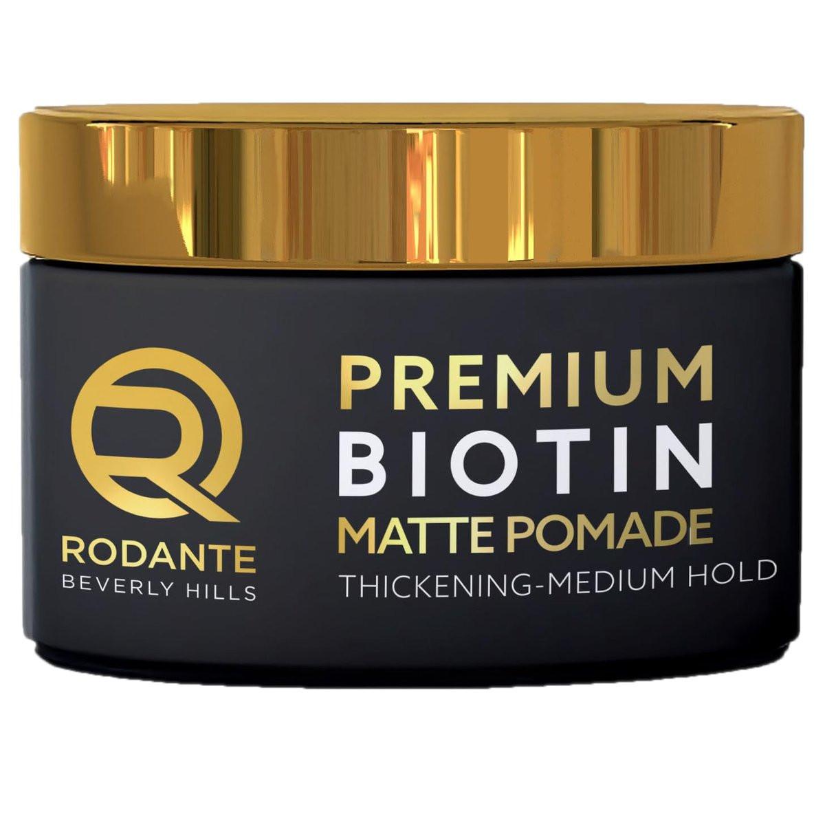 Rodante Beverly Hills Biotin Matte Cream Texture Paste Clay Pomade – Premium Verdickende Creme mit mittlerem Halt, gegen Haarausfall und zur Unterstützung des Haarwachstums für dünner werdendes Haar für Männer, 85 g / 3 oz