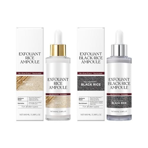Schwarz-Weiß-Reis-Peeling, neues sanftes Reis-Exfoliant für Gesicht und Körper, Schwarz-Weiß-Reis-Peeling für alle Hauttypen, sanftes Peeling & tiefe Feuchtigkeitsversorgung (Weiß+Schwarz) 2 Stück
