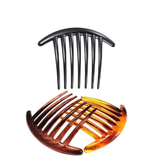 7-Zahn French Twist Kamm, 3 Stück Plastik Haarspangen, Haarseitenkämme Accessoire für Frauen und Mädchen, Haarkamm Accessoires (Schwarz und Braun)