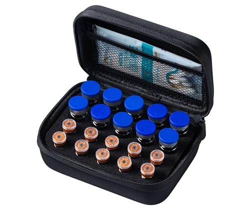 MiloZen Peptid-Aufbewahrungsbox für Kühlschrank, 20 Vials Halter, passt für 1ml 3ml 5ml 10ml Vials, nicht geeignet für hohe 10ml Vials, Diabetes-Medikamenten-Organizer, ohne Vials, Schwarz