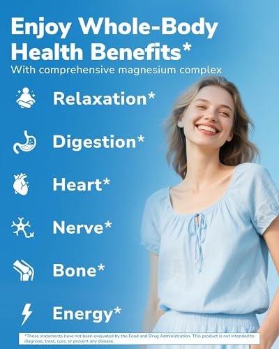 Vitalibre 12-in-1 Magnesium Komplex 500 mg | Hoch bioverfügbares cheliertes Magnesiumglycinat, Citrat, Malat & mehr für Knochen, Nerven & Verdauung | Nicht-GVO, vegan (120 Kapseln)