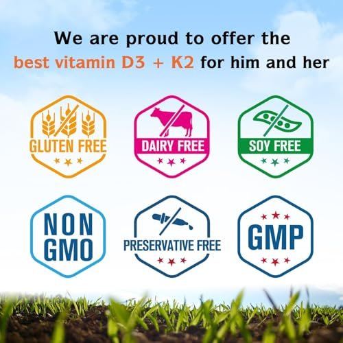 Innate Vitality Vitamin D3 K2 Komplex, Hochdosiertes Vitamin D3 10000 IE & Vitamin K2 (MK-7) 200 mcg, Unterstützt Knochen-, Zahn-, Herz- und Immunsystemgesundheit, Non-GMO, Glutenfrei, 60 Weichkapseln