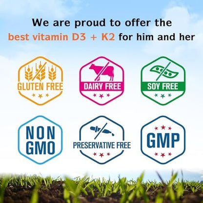 Innate Vitality Vitamin D3 K2 Komplex, Hochdosiertes Vitamin D3 10000 IE & Vitamin K2 (MK-7) 200 mcg, Unterstützt Knochen-, Zahn-, Herz- und Immunsystemgesundheit, Non-GMO, Glutenfrei, 60 Weichkapseln