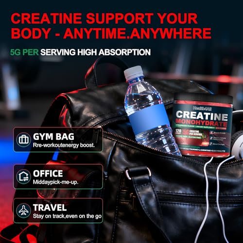 Health4All Creatin-Monohydrat-Gummis 5g für Männer & Frauen, Creatin-Gummies für Kraft, Energie & Muskelwachstum – Pre-Workout-Ergänzung, Erdbeergeschmack, 120 Gummis