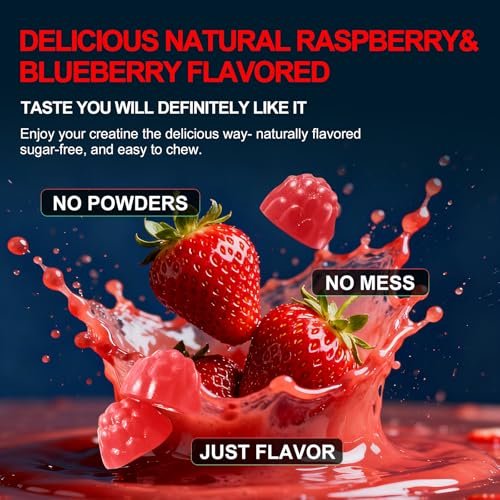 Health4All Creatin-Monohydrat-Gummis 5g für Männer & Frauen, Creatin-Gummies für Kraft, Energie & Muskelwachstum – Pre-Workout-Ergänzung, Erdbeergeschmack, 120 Gummis