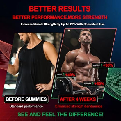 Health4All Creatin-Monohydrat-Gummis 5g für Männer & Frauen, Creatin-Gummies für Kraft, Energie & Muskelwachstum – Pre-Workout-Ergänzung, Erdbeergeschmack, 120 Gummis