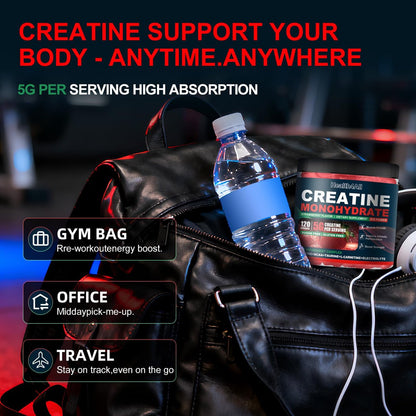 Health4All Creatin-Monohydrat-Gummis 5g für Männer & Frauen, Creatin-Gummies für Kraft, Energie & Muskelwachstum – Pre-Workout-Ergänzung, Erdbeergeschmack, 120 Gummis