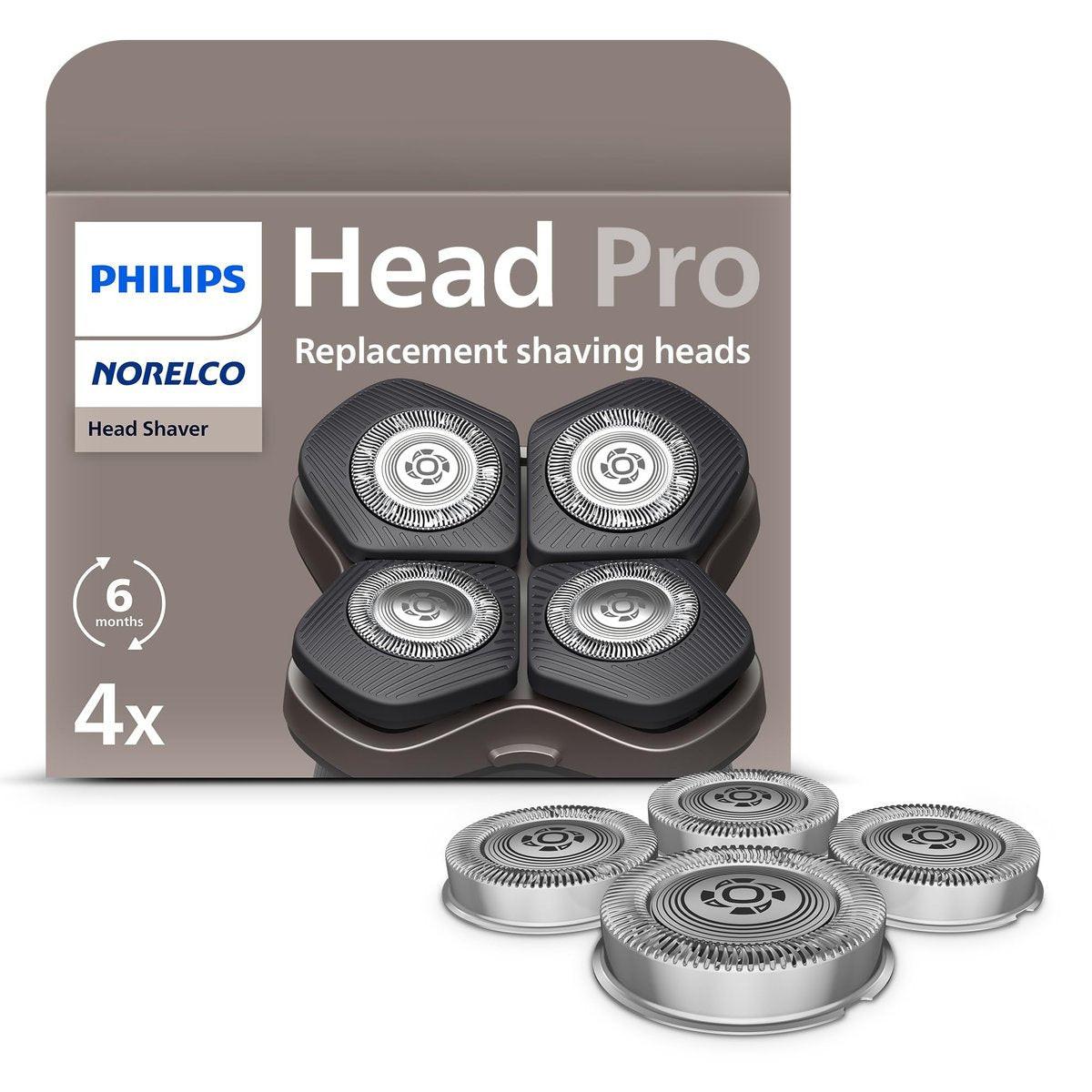 Philips Norelco Original Ersatzköpfe für Kopfrasierer - Kompatibel mit HS5980, HS7980 und HS9980 - Selbstschärfende ComfortCut-Klingen, sanft zur Haut, 4 Stück, HS740/40