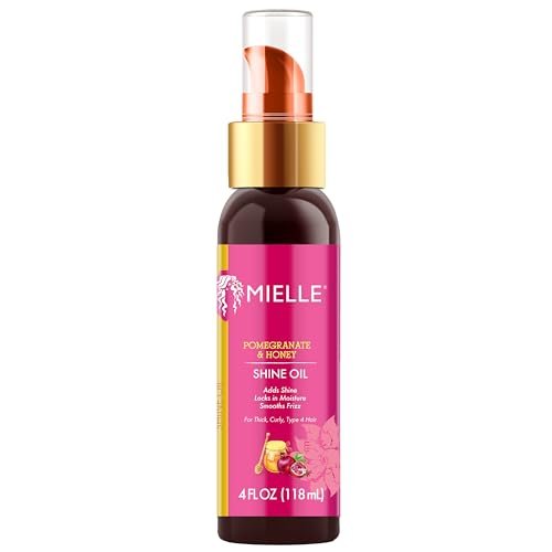 Mielle Organics Granatapfel & Honig Glanzöl – leichtes Haaröl für lockiges & krauses Haar, verleiht Glanz, spendet Feuchtigkeit, glättet Frizz, Hitzeschutz, nicht fettend, Typ 4 Haar, 118 ml