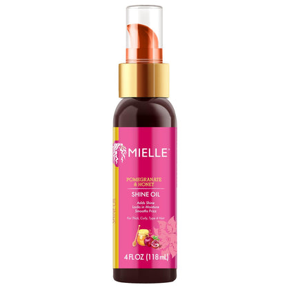 Mielle Organics Granatapfel & Honig Glanzöl – leichtes Haaröl für lockiges & krauses Haar, verleiht Glanz, spendet Feuchtigkeit, glättet Frizz, Hitzeschutz, nicht fettend, Typ 4 Haar, 118 ml