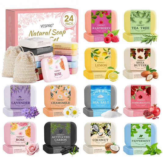 24er Pack Natürliche Seife im Geschenkset mit Olivenextrakt, Feuchtigkeitsspendend, Körperwäsche & Gesicht, Bulk Geschenke für Frauen, Dankeschön Geschenke, Lehrer Wertschätzung Geschenke, Krankenschwester Geschenke, Muttertag Geschenke, Reisegröße