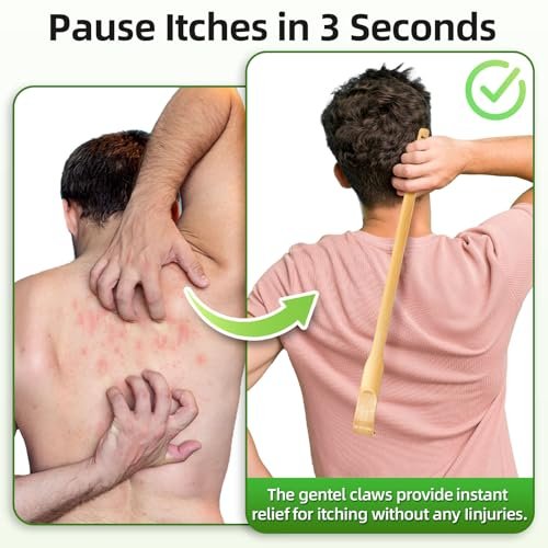 Renook 5er-Pack Bambus-Rückenkratzer aus 100 % natürlichem Bambus, 42 cm langer Griff, ideal für Erwachsene, Männer und Frauen