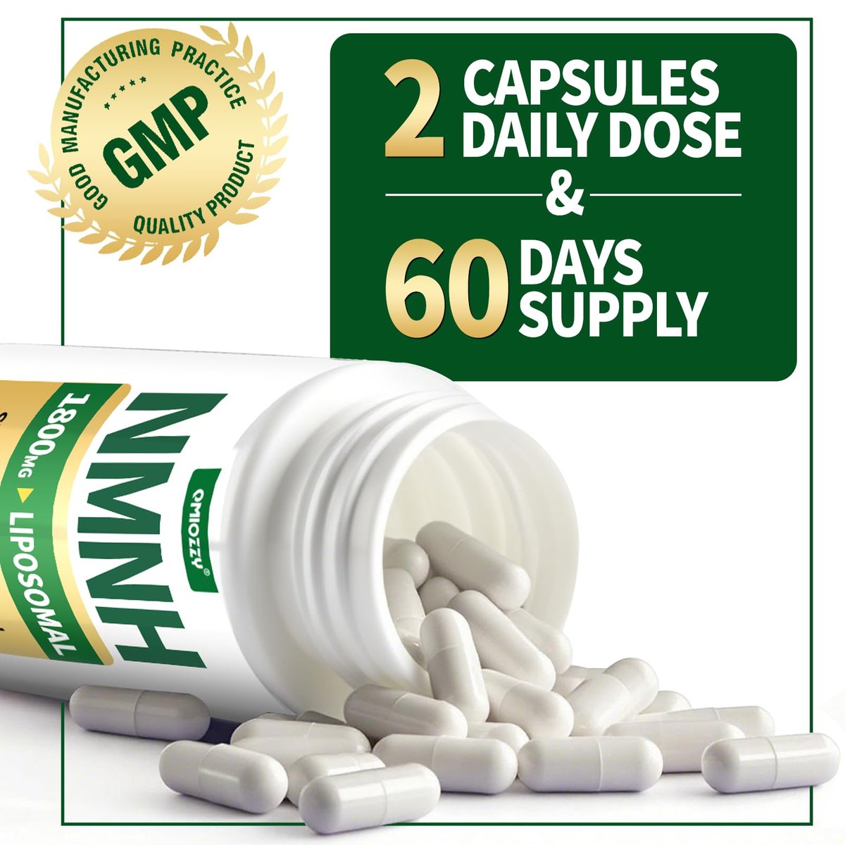 NMNH Supplement 1000mg – Nicotinamid-Mononukleotid Alternative mit liposomalem Resveratrol & Nicotinamid-Ribosid NR, steigert NAD+, für gesunde Zellen, Alterung, Energie, 120 vegane Non-GMO Kapseln