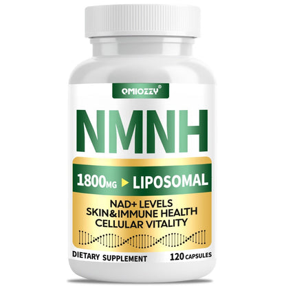 NMNH Supplement 1000mg – Nicotinamid-Mononukleotid Alternative mit liposomalem Resveratrol & Nicotinamid-Ribosid NR, steigert NAD+, für gesunde Zellen, Alterung, Energie, 120 vegane Non-GMO Kapseln