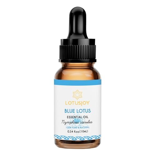 LOTUSJOY 100% reines blaues Lotusöl 0,34 Fl Oz – Natürliches ätherisches Lotusöl in Amberglasflasche mit Pipette für Diffuser, Massage, Haut & DIY