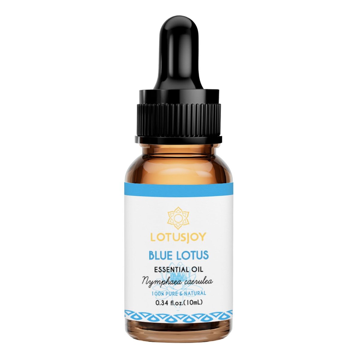 LOTUSJOY 100% reines blaues Lotusöl 0,34 Fl Oz – Natürliches ätherisches Lotusöl in Amberglasflasche mit Pipette für Diffuser, Massage, Haut & DIY