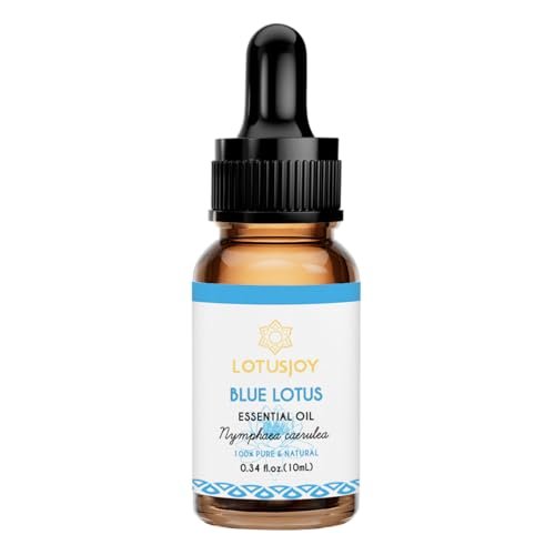 LOTUSJOY 100% reines blaues Lotusöl 0,34 Fl Oz – Natürliches ätherisches Lotusöl in Amberglasflasche mit Pipette für Diffuser, Massage, Haut & DIY