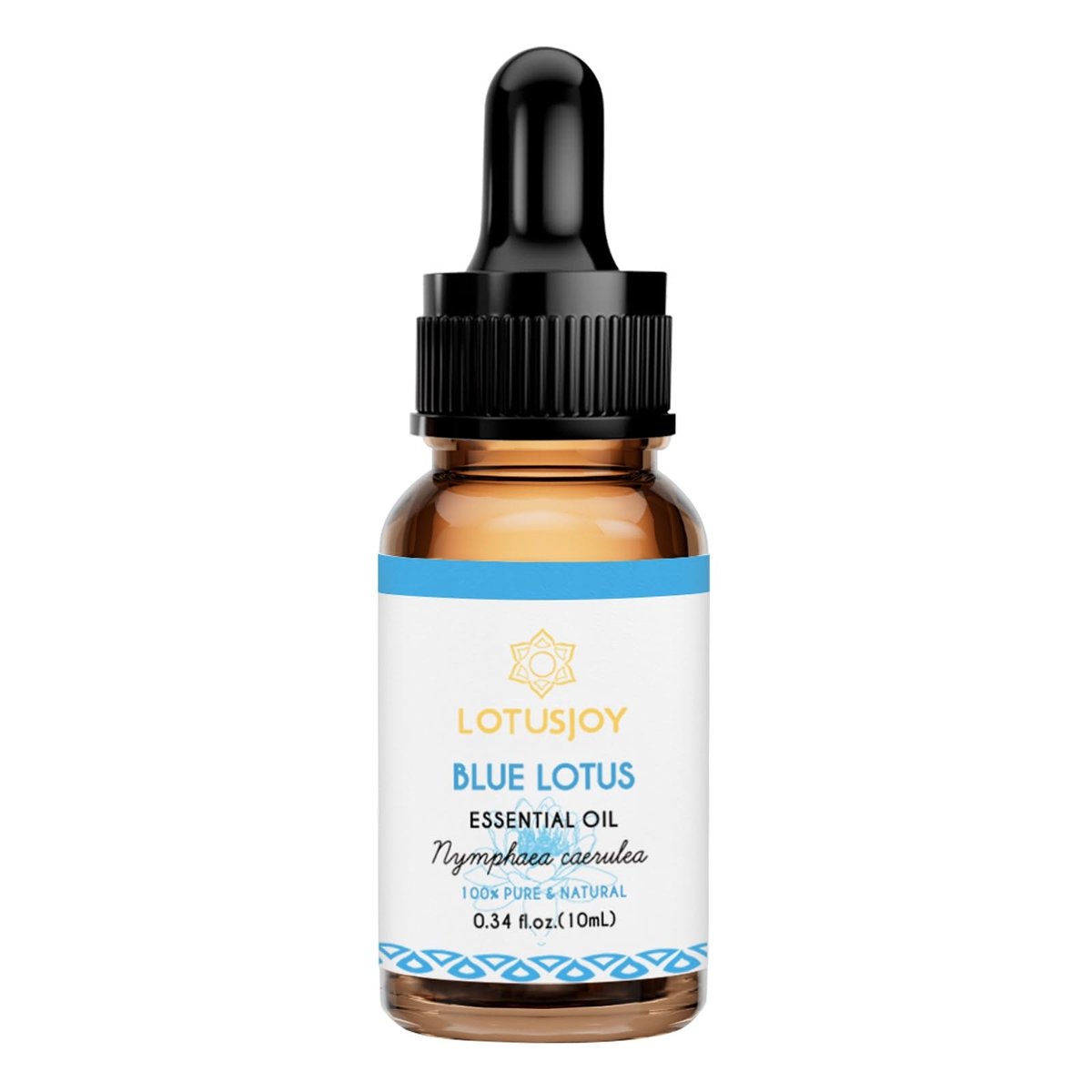 LOTUSJOY 100% reines blaues Lotusöl 0,34 Fl Oz – Natürliches ätherisches Lotusöl in Amberglasflasche mit Pipette für Diffuser, Massage, Haut & DIY
