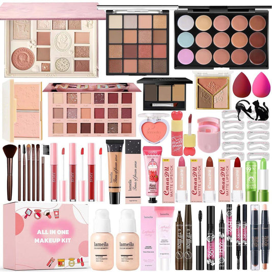 All-in-One Makeup Set für Frauen – Komplettes Make-up Set mit Lidschatten, Foundation, Lippenstiften, Mascara, Eyeliner und Pinseln – Perfekt als Geschenk für Damen, Teenager und Mädchen