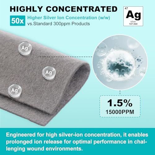 Ag Silber Calcium Alginat Wundauflage 10x10 cm, nicht haftende Pads für Wunden, weiche Silberauflage für die Wundpflege, hochsaugfähige Kompressen, 15 Stück