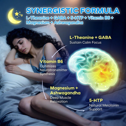 BVIVLOO L-Theanine Gummis mit L-Theanin 400 mg, Ashwagandha, GABA, 5-HTP, Magnesiumglycinat für Ruhe, Schlaf & Entspannung – Vegan, Himbeergeschmack, 60 Stück