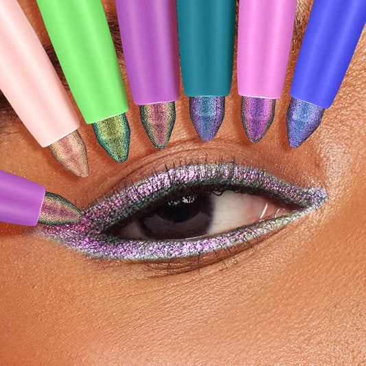 COSASTYA Chamäleon Eyeliner-Stift Set 6er-Pack - Farbschimmernder Multichrome Lidschatten-Stift, Metallic Glitter Holographischer Gel-Eyeliner, wasserfest, langanhaltend, wischfest