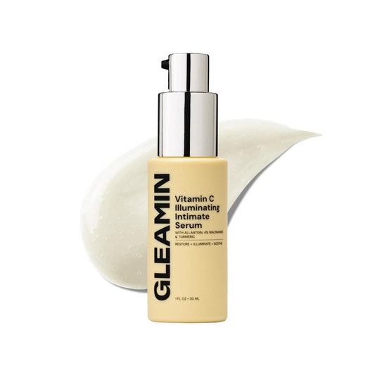 Gleamin Aufhellendes Intimserum – Vitamin-C-Serum mit 4 % Niacinamid, Kurkuma & Alpha-Arbutin gegen ungleichmäßigen Hautton & Hyperpigmentierung an Achseln, Innenseiten der Oberschenkel & Intimbereich – 30 ml
