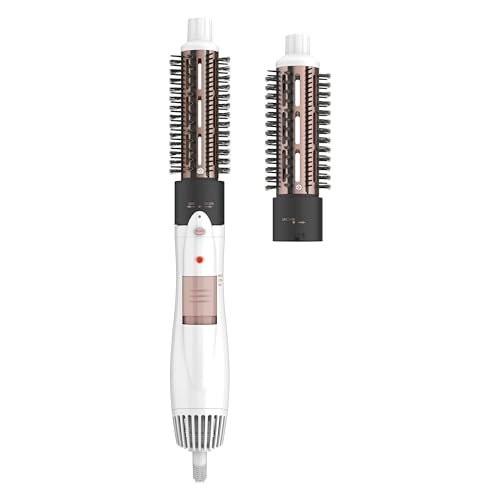 Conair Double Ceramic 2-in-1 Hot Air Bürste, 1000W Haartrocknerbürste, austauschbare 1¼ und 1½ Zoll Aufsätze für voluminöse Locken & glatte Styles, für feines & dickes Haar, Weiß