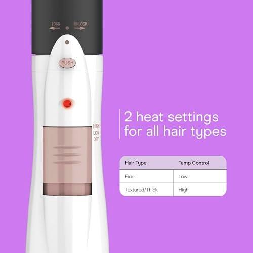Conair Double Ceramic 2-in-1 Hot Air Bürste, 1000W Haartrocknerbürste, austauschbare 1¼ und 1½ Zoll Aufsätze für voluminöse Locken & glatte Styles, für feines & dickes Haar, Weiß