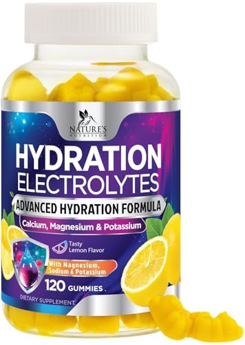 Hydration Electrolyte Gummies – Täglicher Flüssigkeitsersatz-Gummi mit Mineralien, Kalium & echtem Salz – Vegan, Nicht-GVO – Leckerer Zitronengeschmack – 120 Gummis
