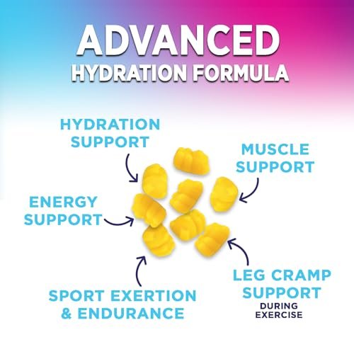 Hydration Electrolyte Gummies – Täglicher Flüssigkeitsersatz-Gummi mit Mineralien, Kalium & echtem Salz – Vegan, Nicht-GVO – Leckerer Zitronengeschmack – 120 Gummis