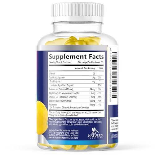 Hydration Electrolyte Gummies – Täglicher Flüssigkeitsersatz mit Mineralien, Kalium und echtem Salz – Vegan, Nicht-GVO – Leckerer Zitronengeschmack – 60 Gummis
