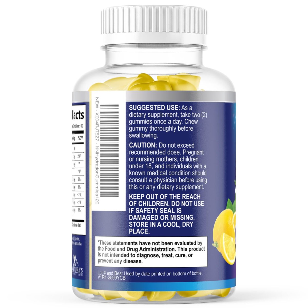 Hydration Electrolyte Gummies – Täglicher Flüssigkeitsersatz-Gummi mit Mineralien, Kalium & echtem Salz – Vegan, Nicht-GVO – Leckerer Zitronengeschmack – 120 Gummis