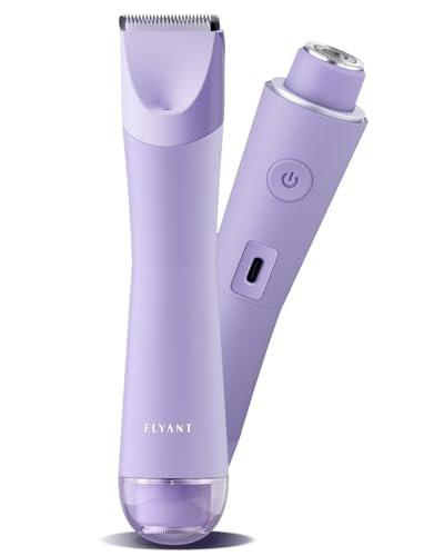 Bikini-Trimmer für Frauen, 2-in-1 Elektrorasierer, wasserdicht IPX7 mit LED, Schamhaartrimmer für Beine, Arme, Achseln, Bikinizone, Geschenkbox (Lavendel Traum Lila)