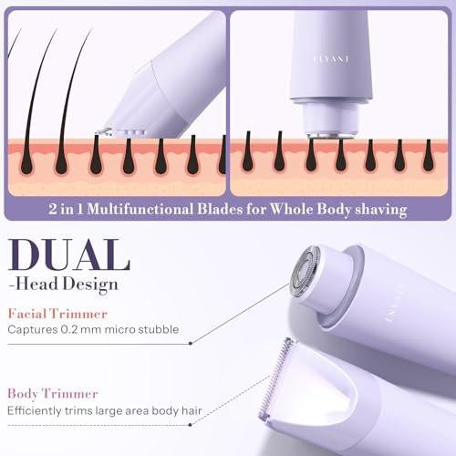 Bikini-Trimmer für Frauen, 2-in-1 Elektrorasierer, wasserdicht IPX7 mit LED, Schamhaartrimmer für Beine, Arme, Achseln, Bikinizone, Geschenkbox (Lavendel Traum Lila)