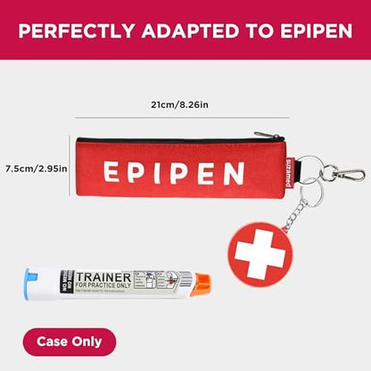 Tragbare EpiPen Aufbewahrungstasche, isolierte Notfalltasche für Medikamente, passend für 1 EpiPen, Asthma-Inhalator, Auvi-Q, Allergiemedikamente, Reise-EpiPen-Halter für Erwachsene und Kinder (Lila+Rot)