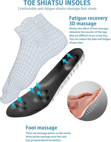 4D Cloud Einlegesohlen für Herren und Damen – Memory Foam, Stoßdämpfung, Sportschuheinlagen Größe 13 (Schwarz, Herren 8-13)